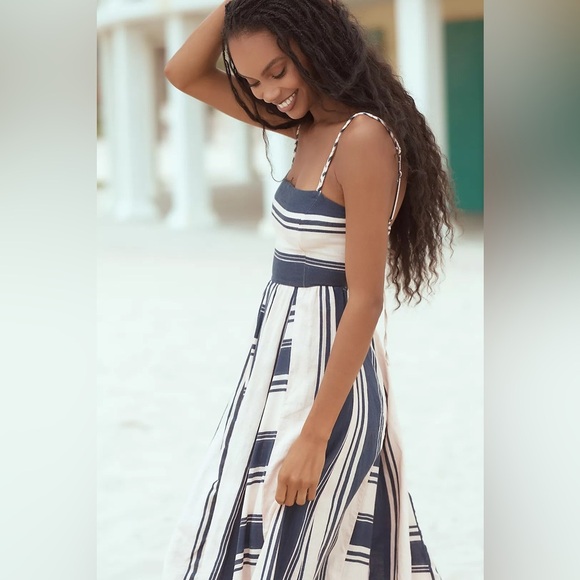 NWOT Maaji Boho Linen Blend Striped Ela Long Dress - Picture 7 of 16